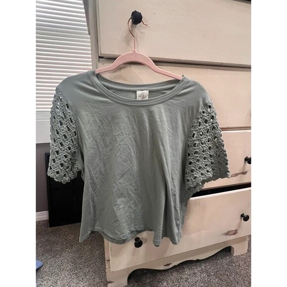 Joie Tops - Joie crochet sleeve t shirt
